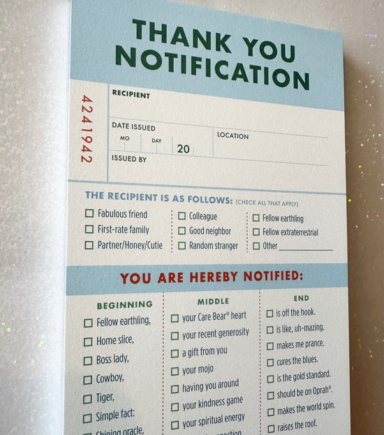 Thank You Notification Notepad - 40 sheets