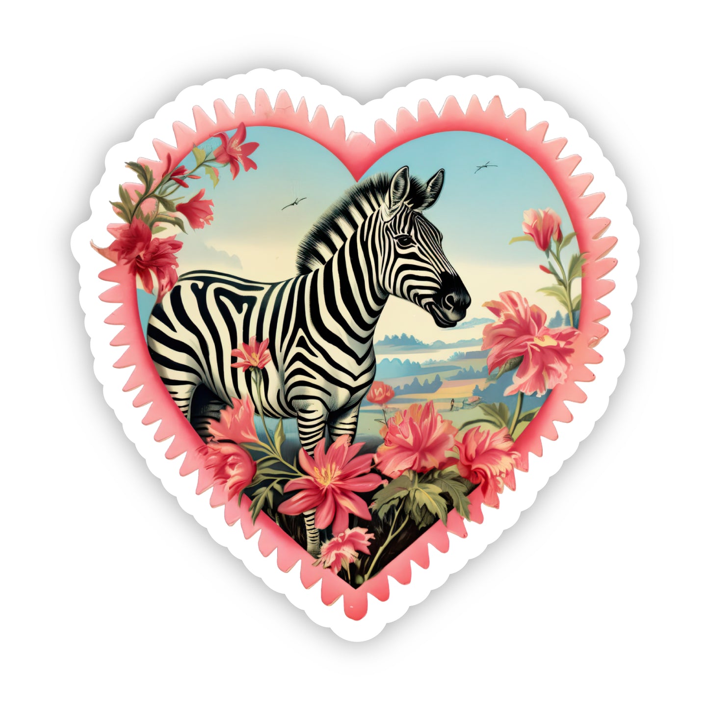 Zebra Heart Sticker