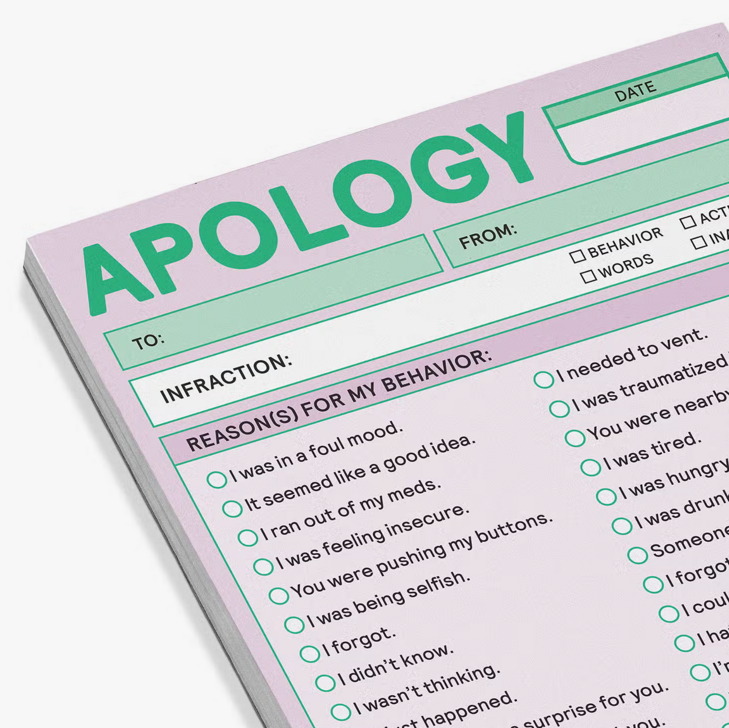 Apology Notepad (Pastel Edition) - 50 sheets