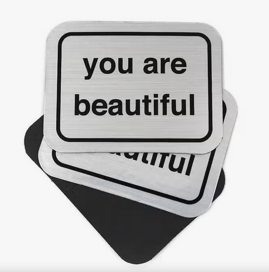 You Are Beautiful Silver Foil Magnet - 4 pack