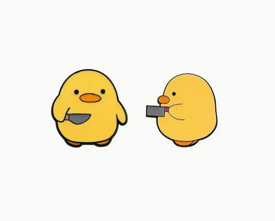 Load image into Gallery viewer, Chubby Duck Holding A Knife Pin - 2 pack
