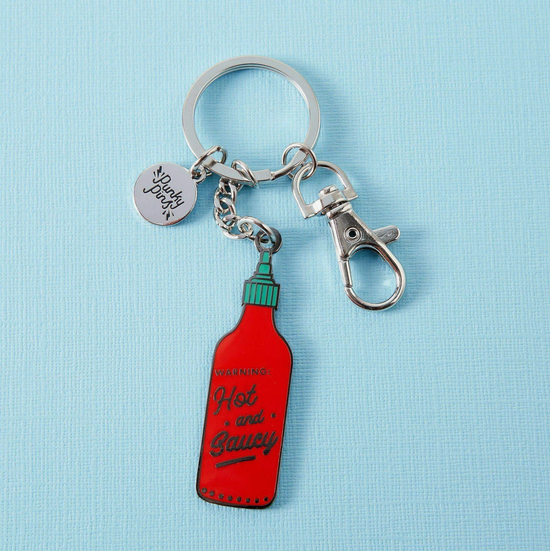Hot and Saucy Enamel Keychain