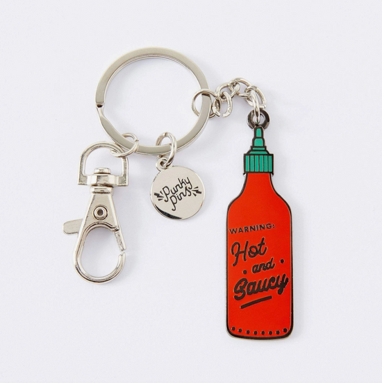 Hot and Saucy Enamel Keychain