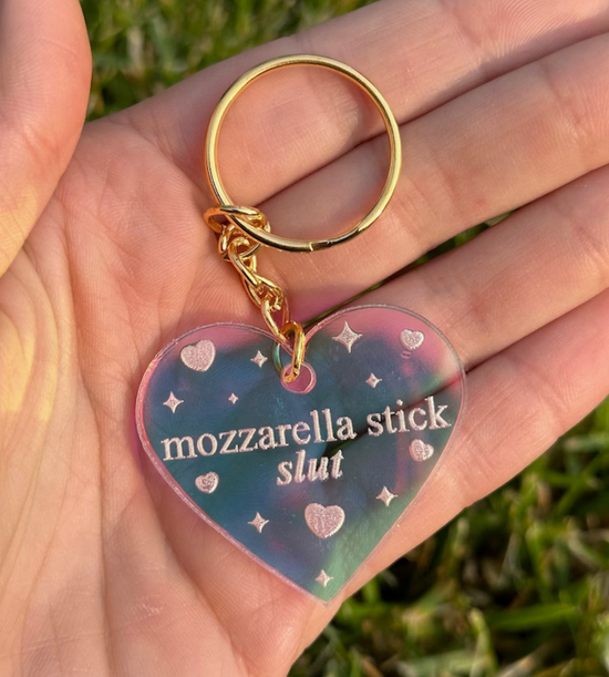 Mozzarella Stick Slut Iridescent Acrylic Keychain
