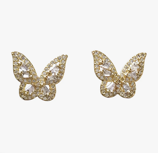 Pave Clear Butterfly Stud Earrings