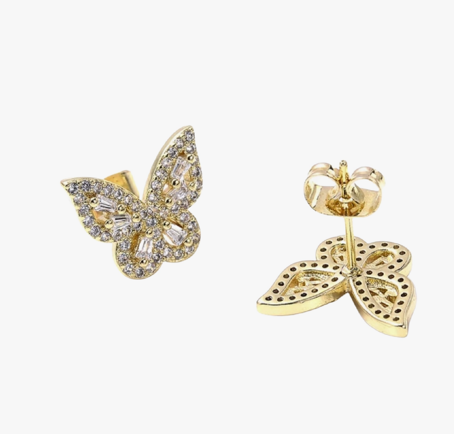 Pave Clear Butterfly Stud Earrings
