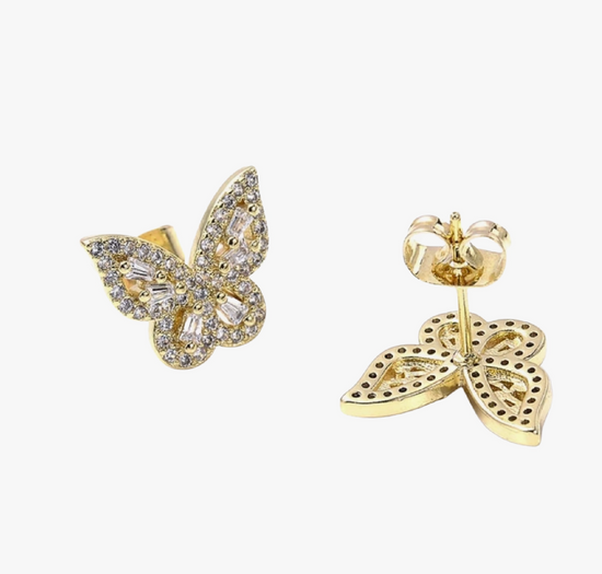 Pave Clear Butterfly Stud Earrings