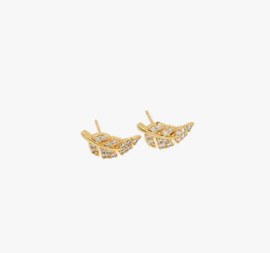 Pave Leaf Stud Earrings