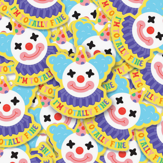 Load image into Gallery viewer, I&amp;#39;m Totally Fine Clown Mini Sticker

