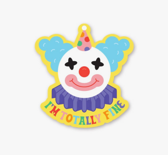 Load image into Gallery viewer, I&amp;#39;m Totally Fine Clown Mini Sticker
