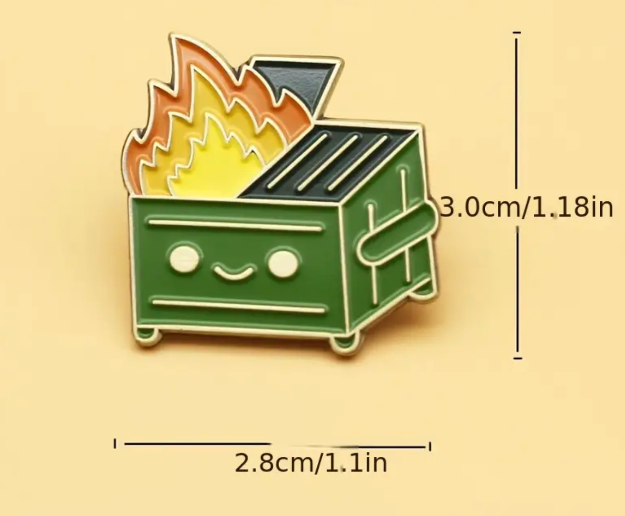 Dumpster Fire Face Pin