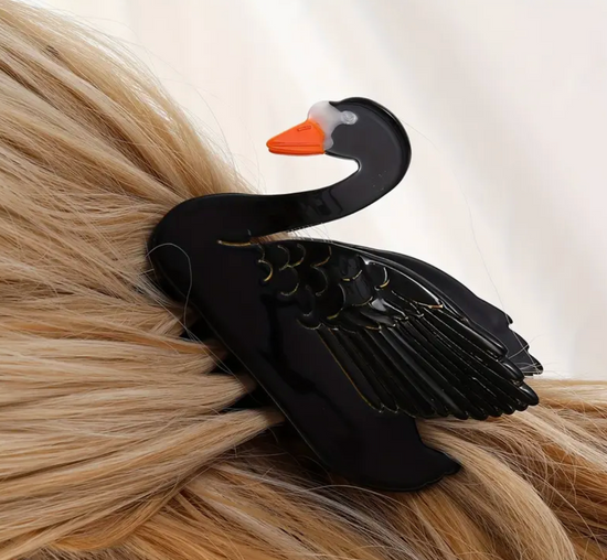 Load image into Gallery viewer, Black Swan Acrylic Hair Clip

