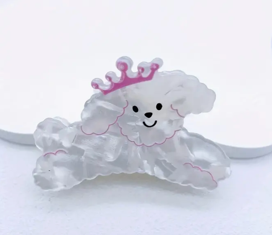 Dog With Pink Crown Hair Clip