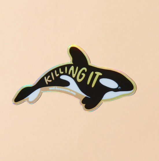 Load image into Gallery viewer, Killing It Orca Holographic Sticker
