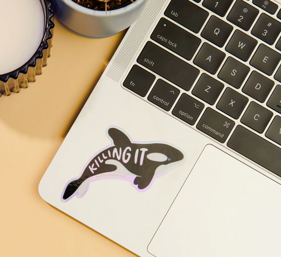 Load image into Gallery viewer, Killing It Orca Holographic Sticker
