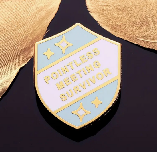 Pointless Meeting Survivor Pin (Blue & Light Pink)