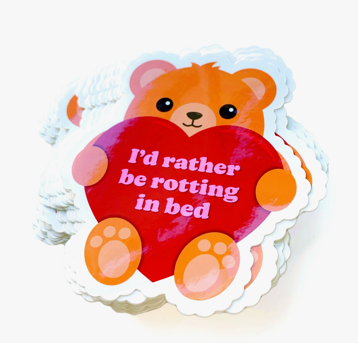 I'd Rather Be Rotting in Bed Teddy Bear Sticker