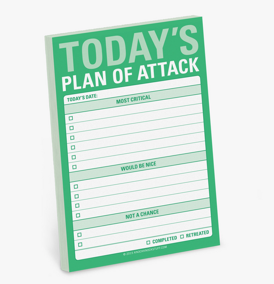 Today's Plan of Attack Great Big Sticky Notepad