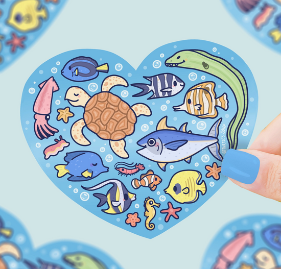 Load image into Gallery viewer, Ocean Animals Heart Sticker
