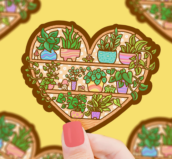 House Plant Heart Sticker