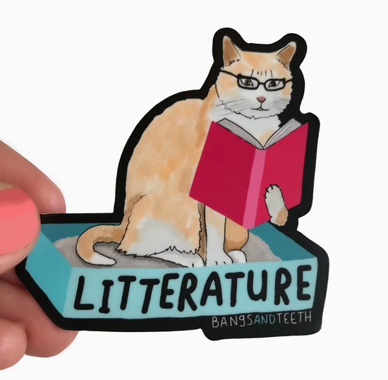 Litterature Cat Book Sticker