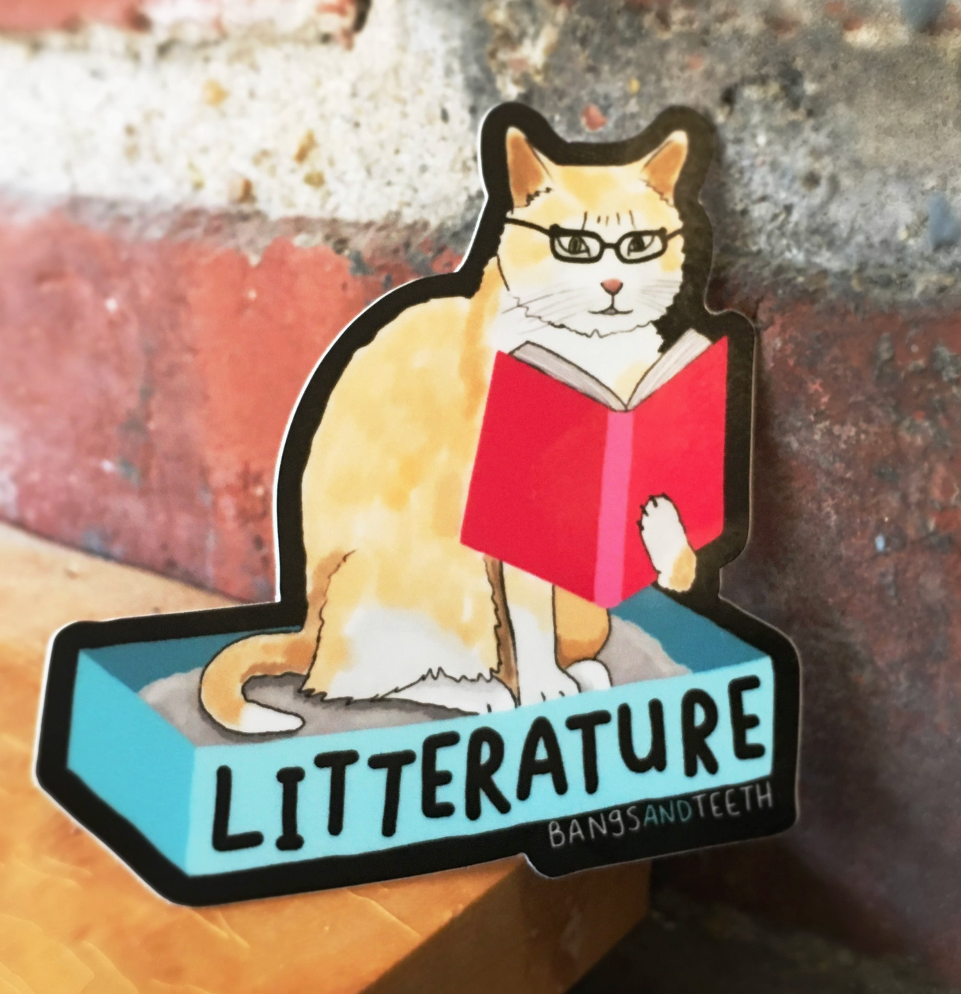 Litterature Cat Book Sticker