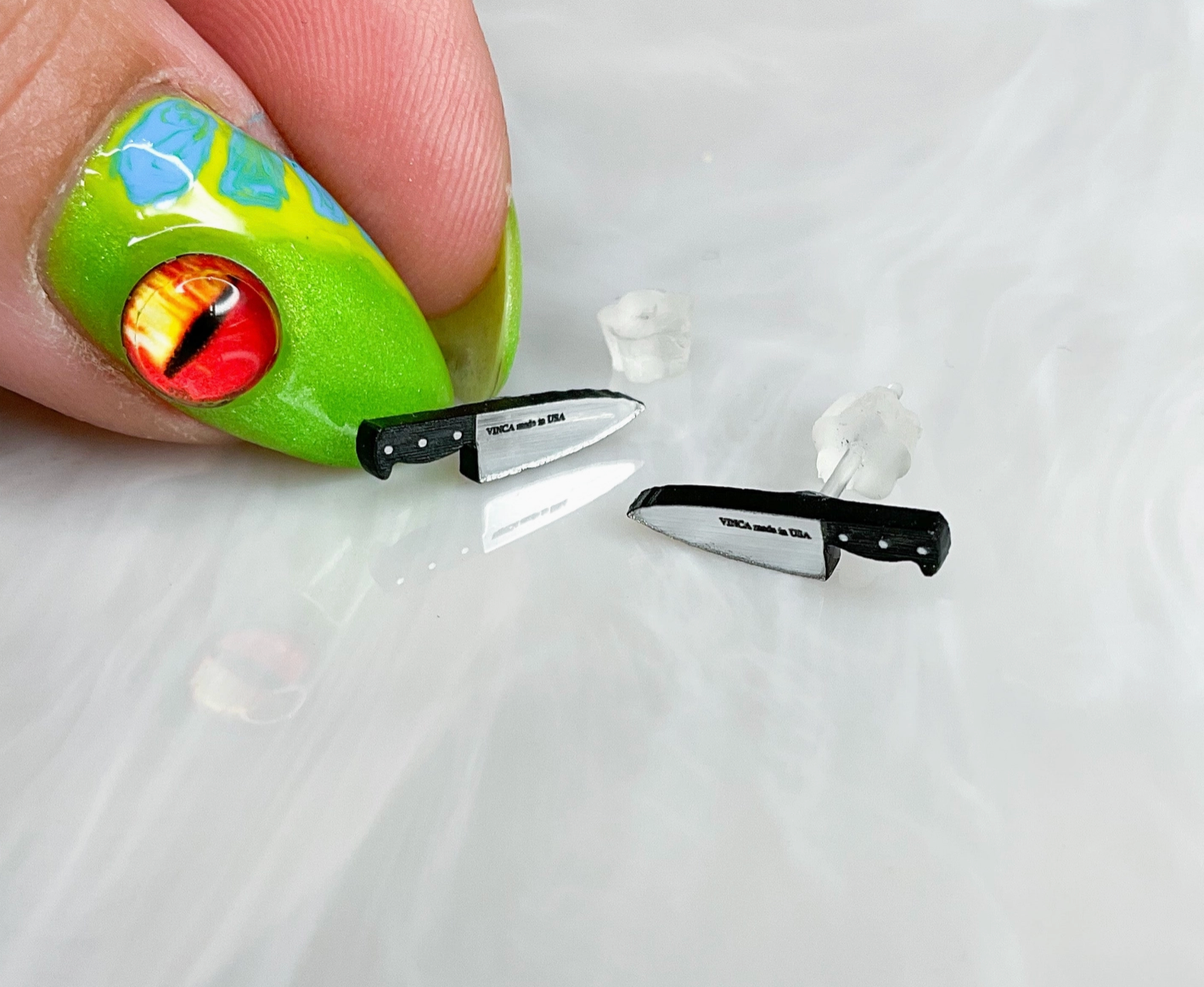 Teeny Tiny Silver Knife Studs - .5" Wide