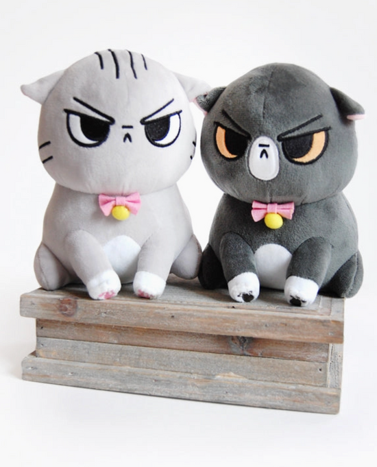 Angry Cat Plush- Black and White Tux Version