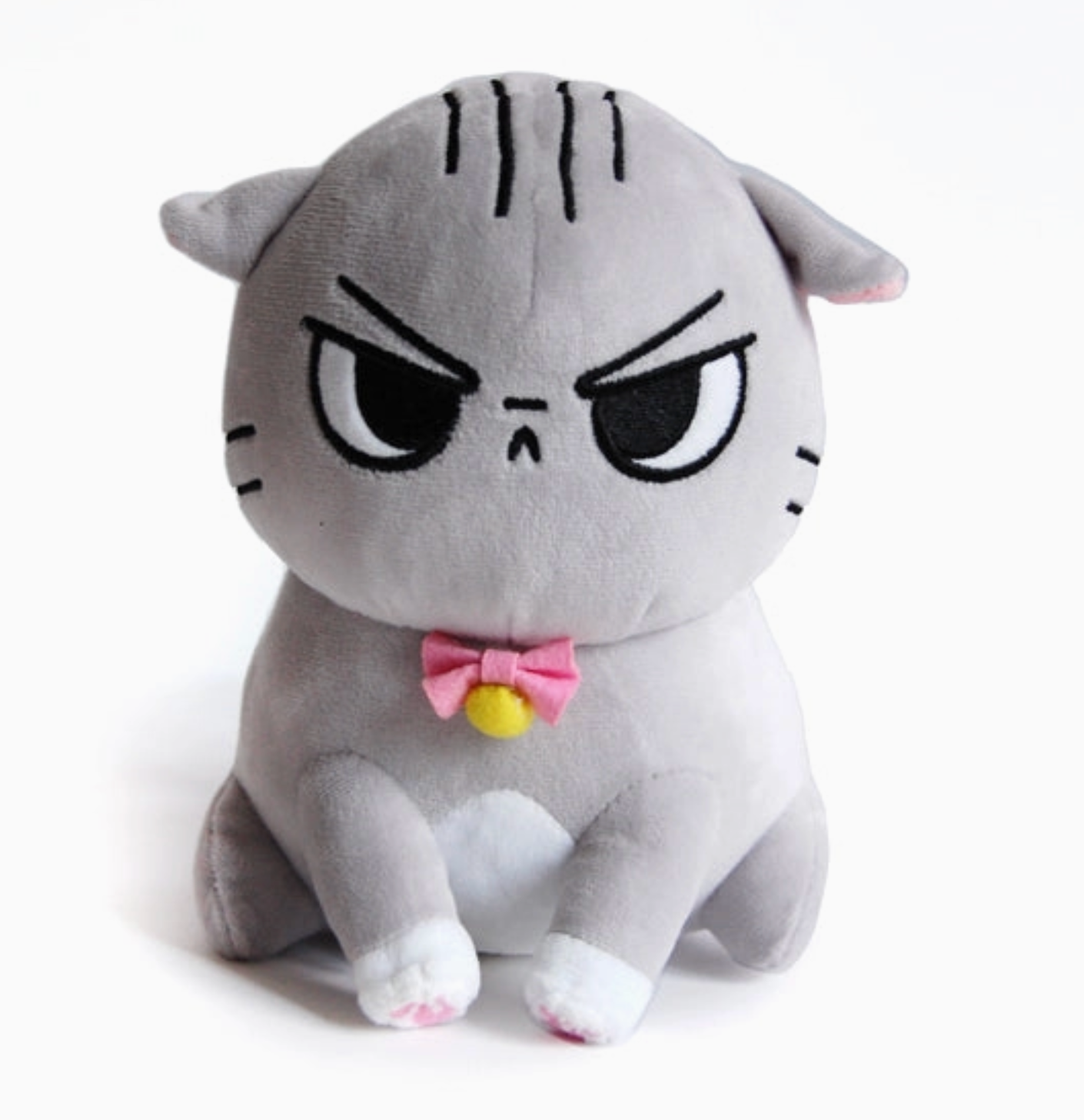 Angry Cat Plush- Gray Tabby Version
