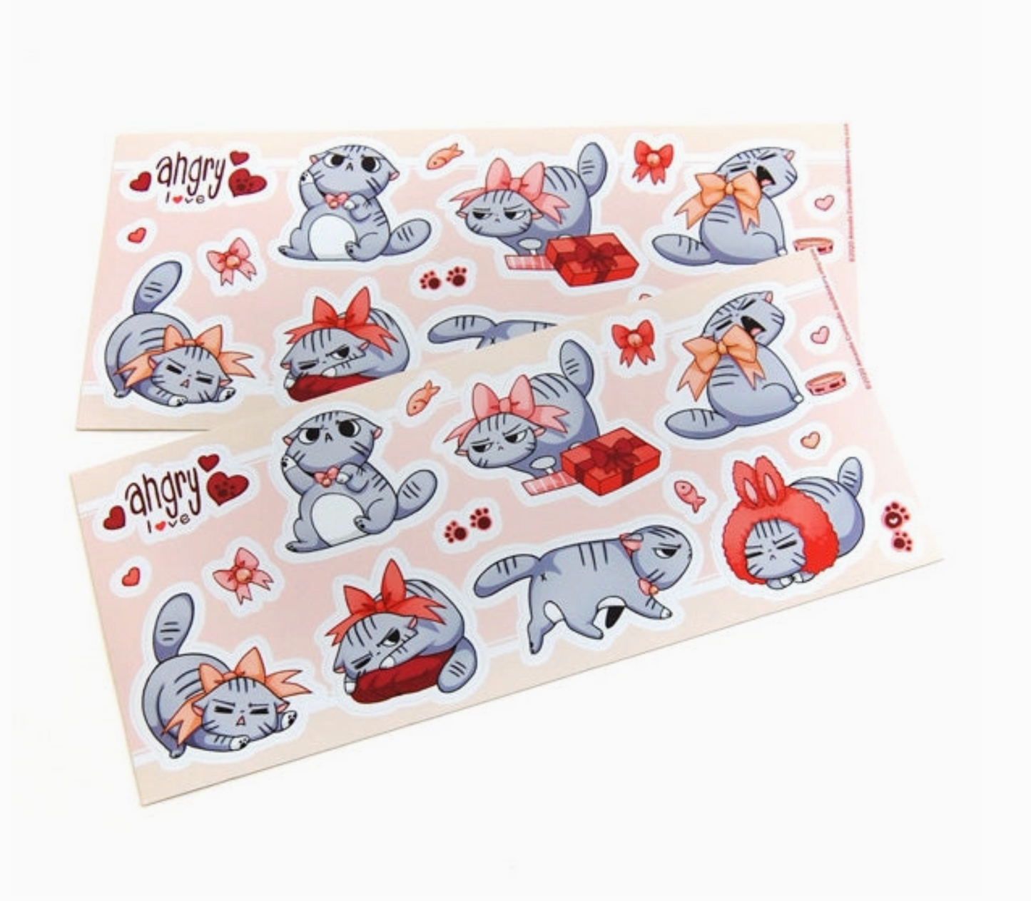 Angry Love Angry Cat Sticker Sheet - 1 Sheet