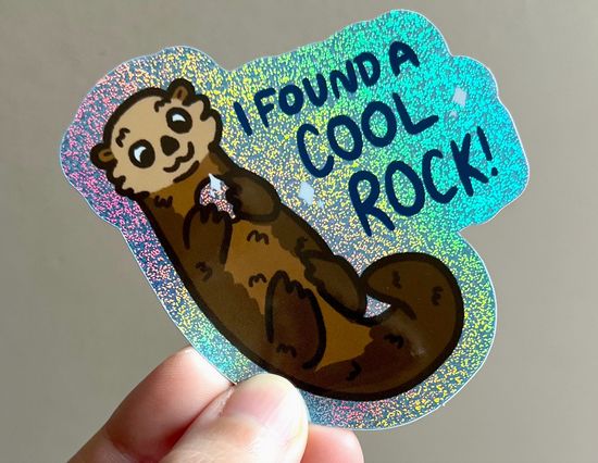 I Found A Cool Rock Glitter Sticker