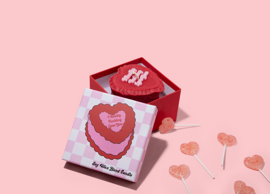 I Really Fucking Love You Vintage Heart-Shaped Cake Soy Candle - 13.5 Ounces