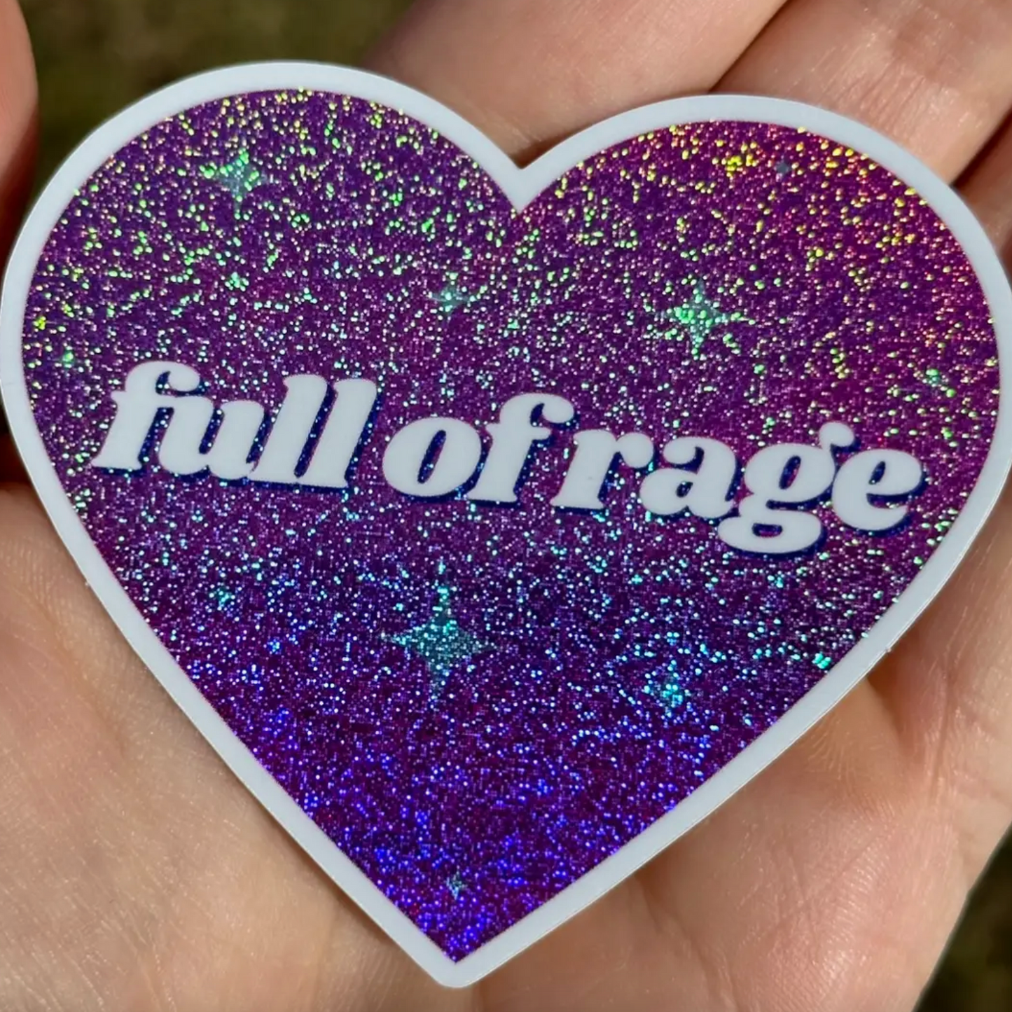 Full Of Rage Pink Glitter Sticker