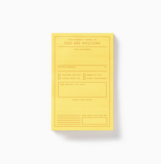 You Are Welcome Memo Notepad - 75 pages