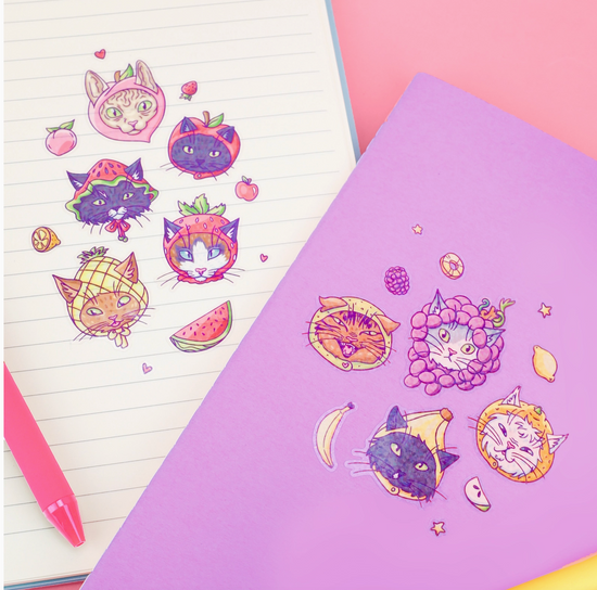 Cats In Fruit Hats Vinyl Sticker Sheet