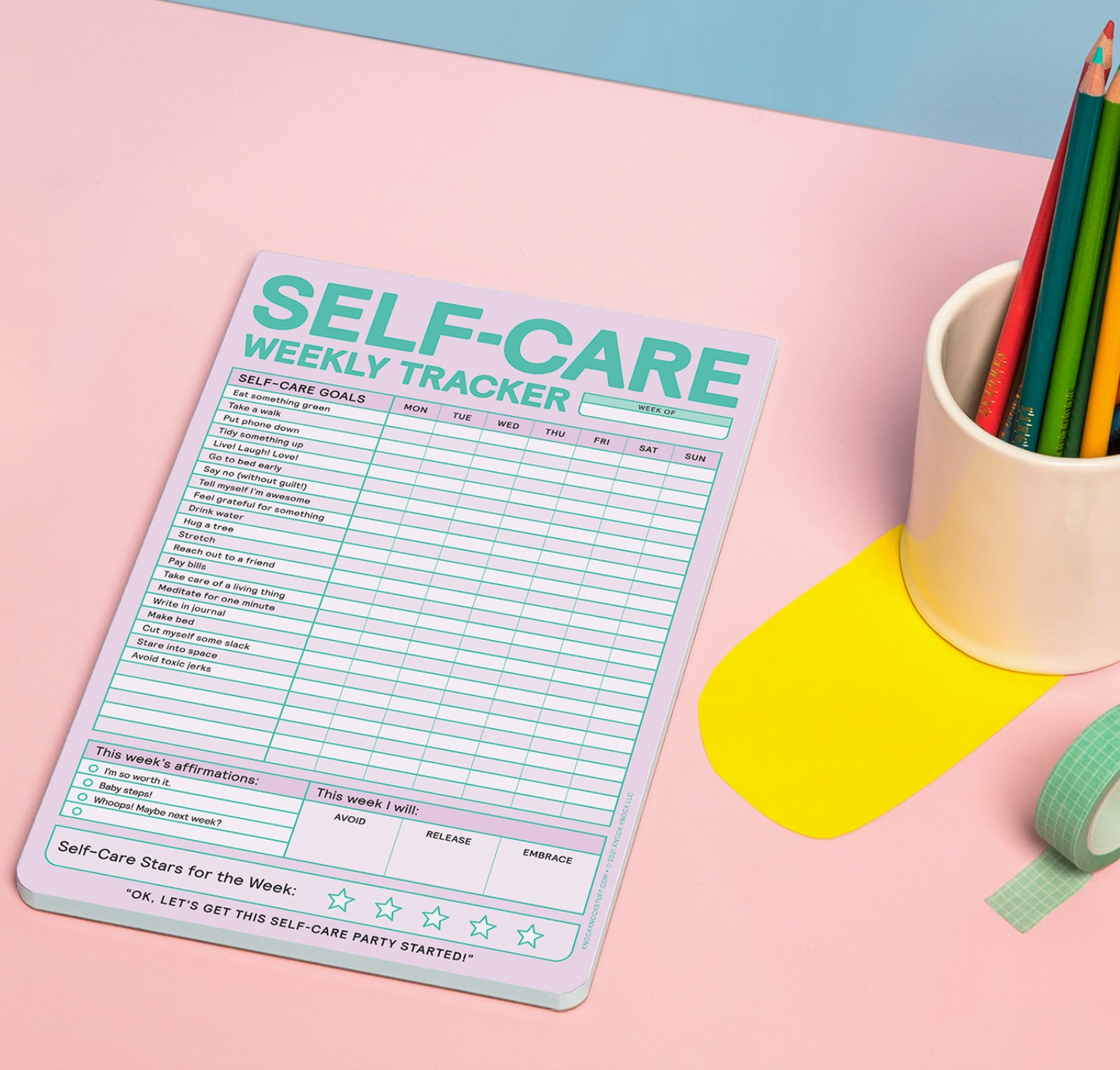 Self-Care Weekly Tracker Notepad - 60 Sheets