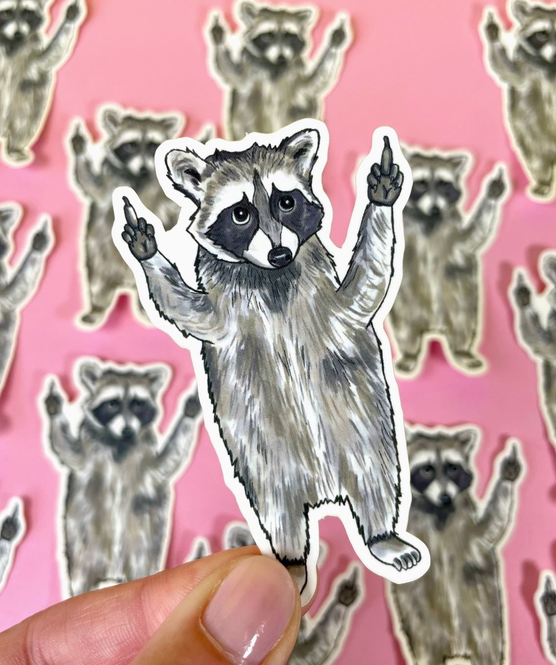 Raccoon Middle Finger Sticker (3 inch)