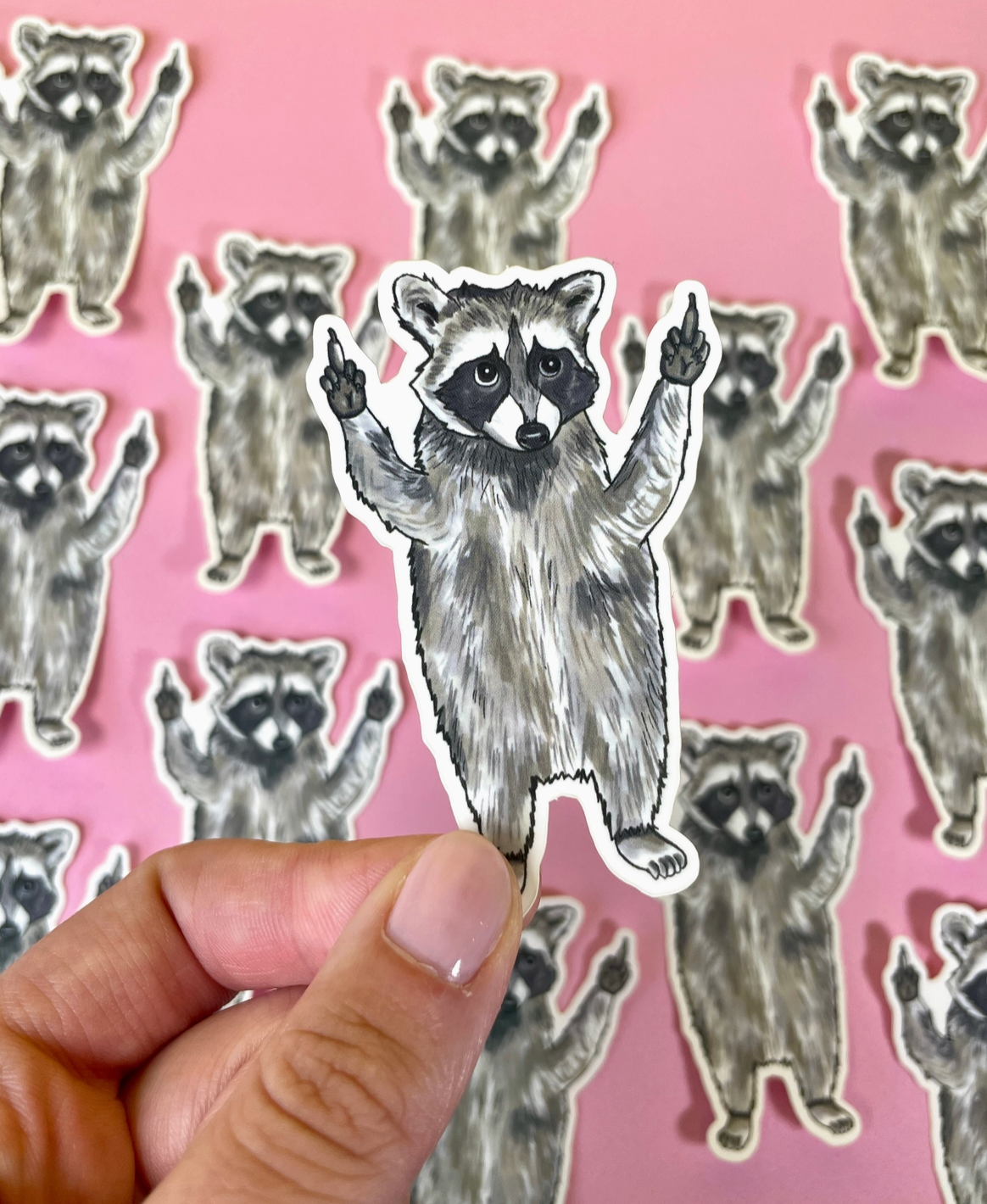 Raccoon Middle Finger Sticker