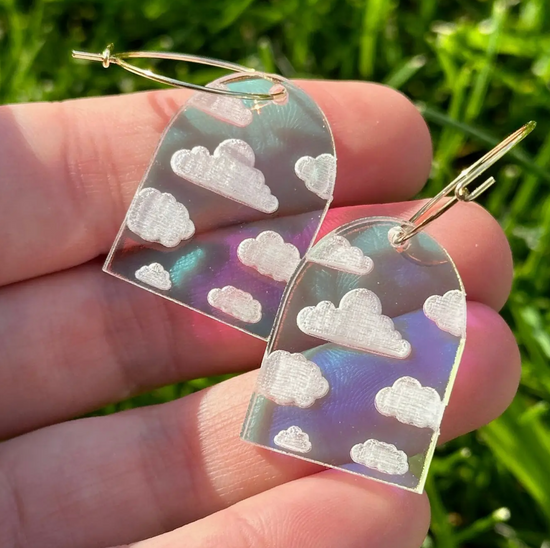 Cloudy Iridescent Arch Earrings