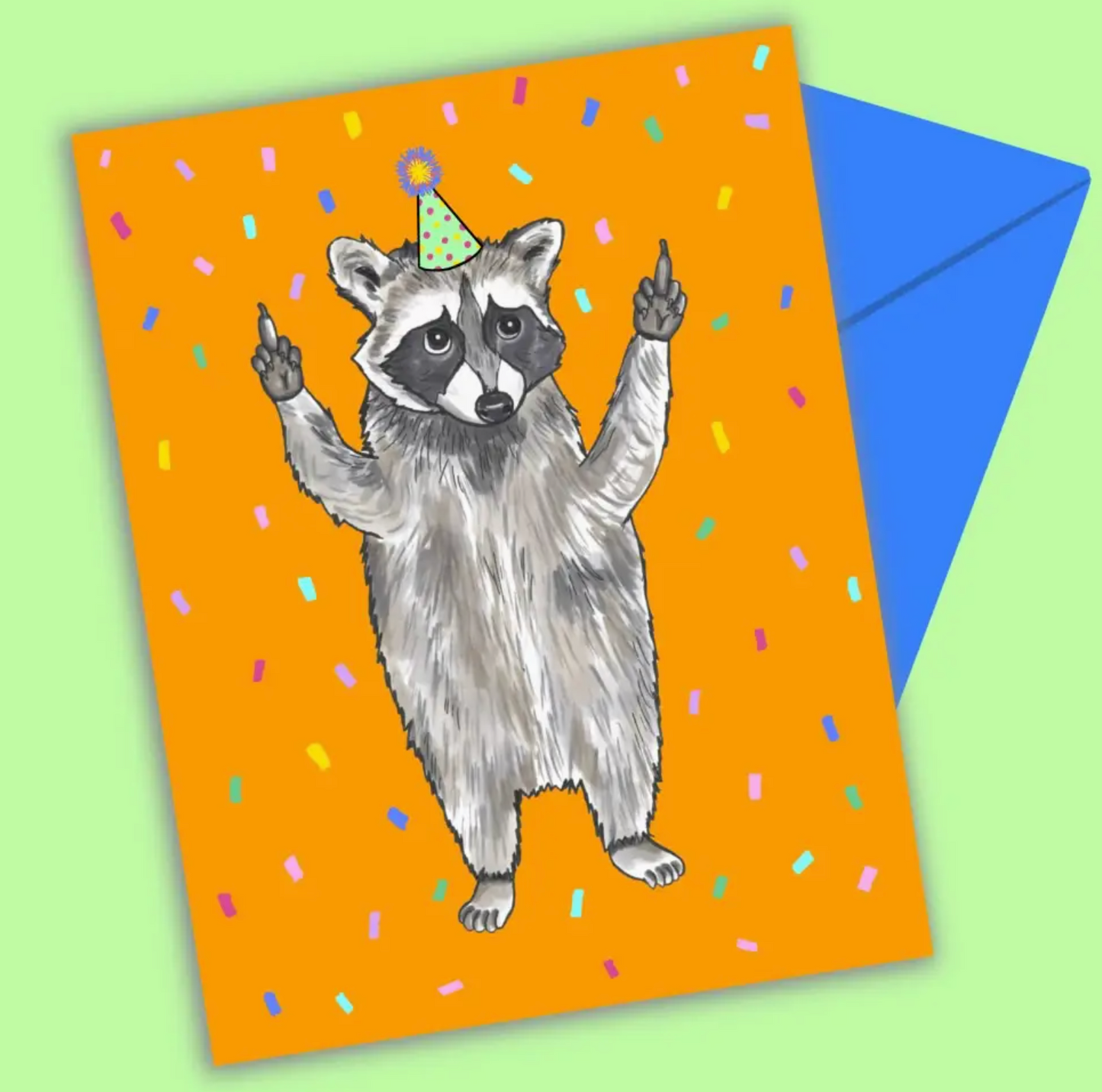 Raccoon Middle Finger Birthday Card