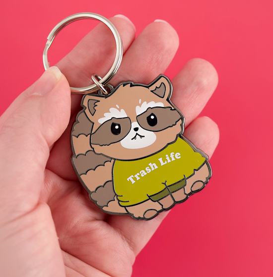 Raccoon Trash Life Keychain