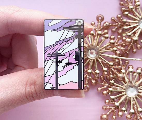 Electric Trees Vaporwave Pin