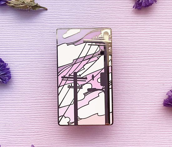 Electric Trees Vaporwave Pin