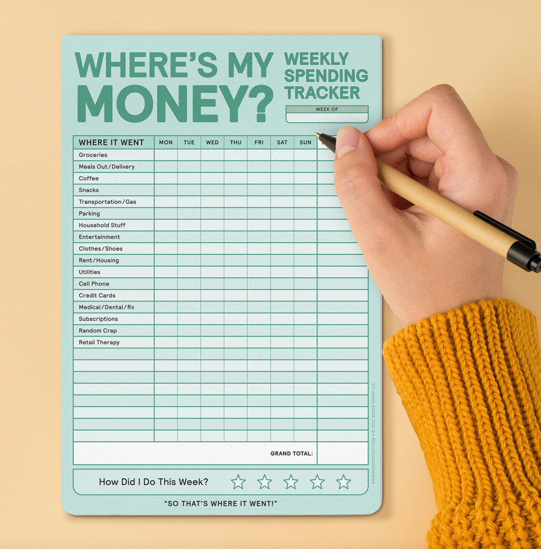 Weekly Money Tracker Notepad - 60 sheets – Hilarious Humanitarian