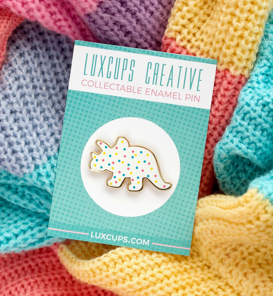 Triceratops Dino Cookie Pin