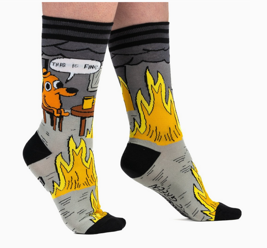 This Is Fine: Noir Edition Crew Socks