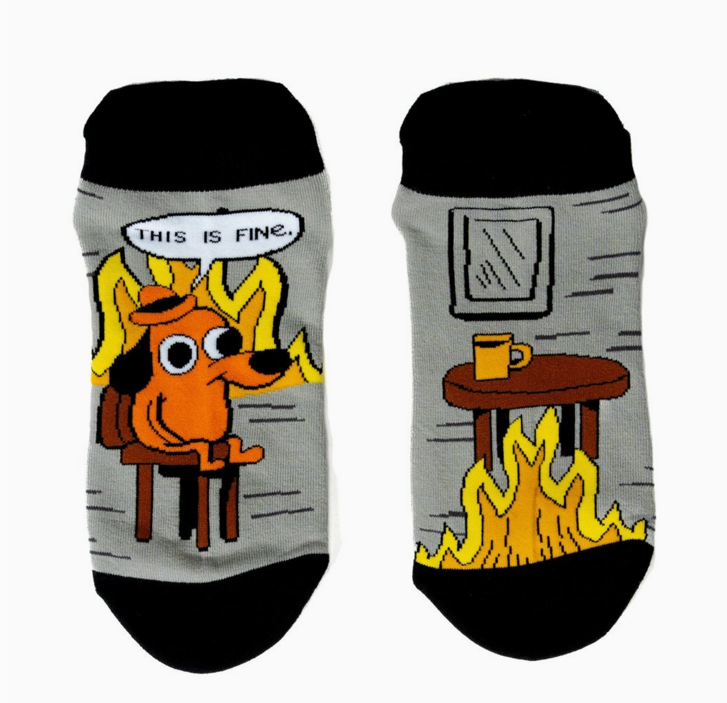 This Is Fine: Black Coffee Edition Ankle Socks