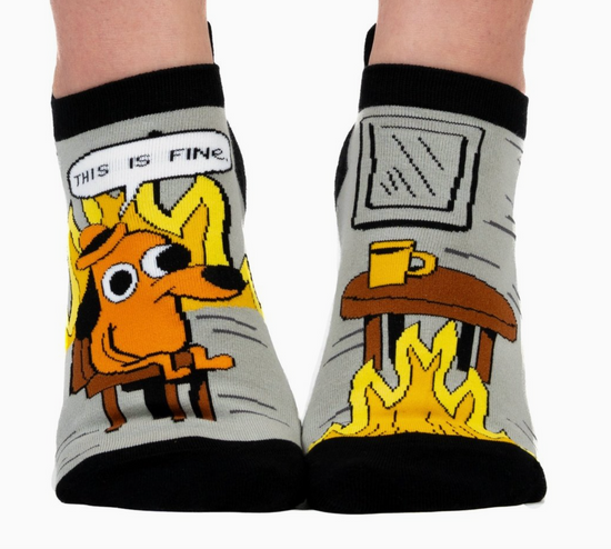 This Is Fine: Black Coffee Edition Ankle Socks