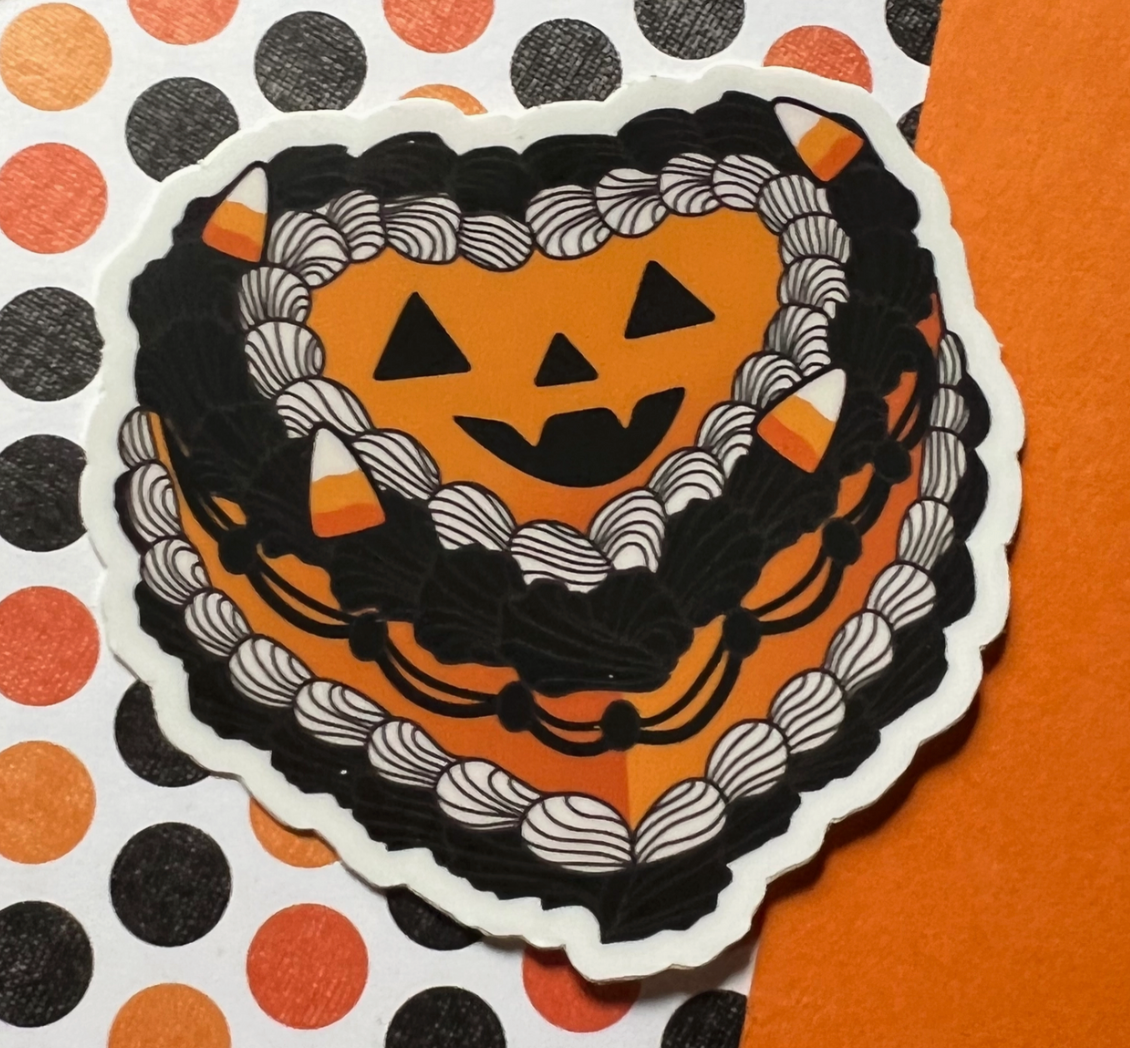 Halloween Vintage Heart Cake Sticker