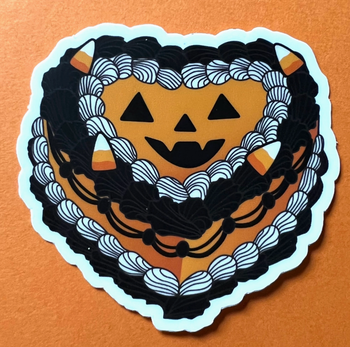 Halloween Vintage Heart Cake Sticker